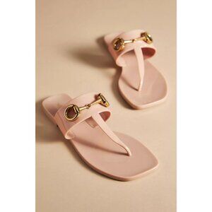 Jeffrey Campbell Lil Bit Sandy Sandals Shiny Natural Sleek Poolside Size 10